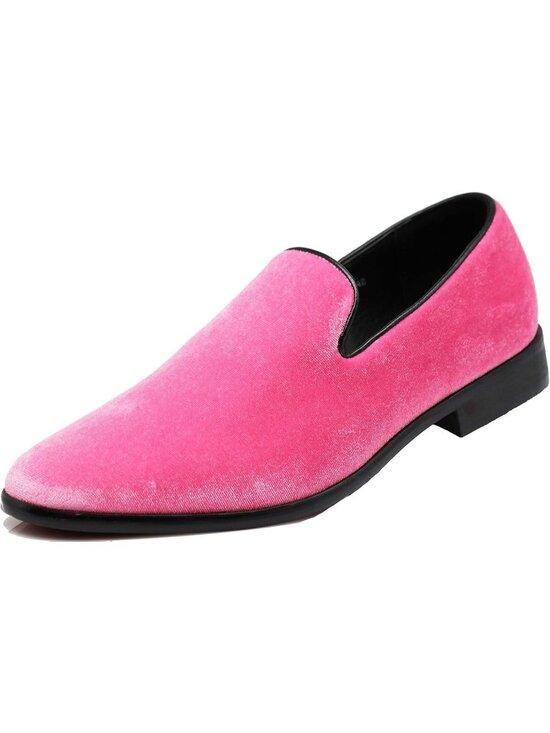 Men\'s Plain Pink Vintage Velvet Loafers Slip On Classic Tuxedo Dress Shoes main image 6